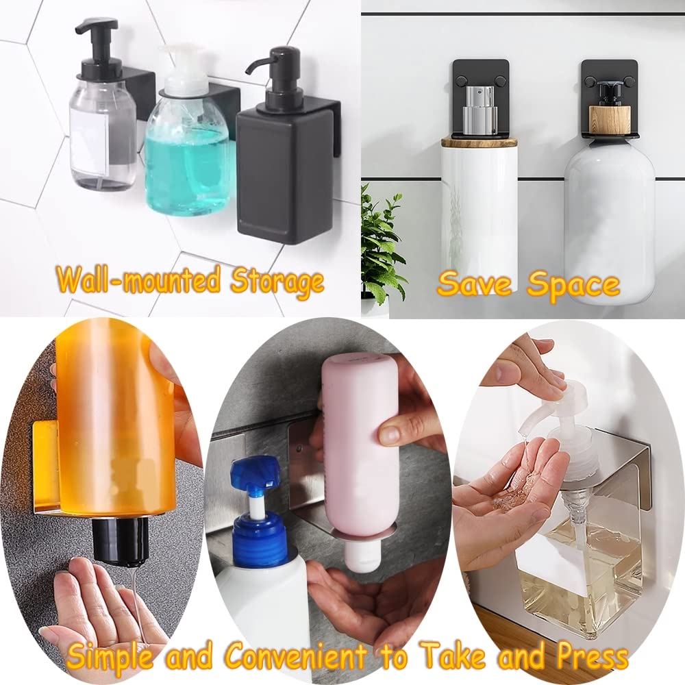 Bijun Soap Bottle Dispenser Holder Wall Mounted, Hand Pump Bottles Dispenser Stand Hanging Rack Shampoo Standing Shelf Storage H